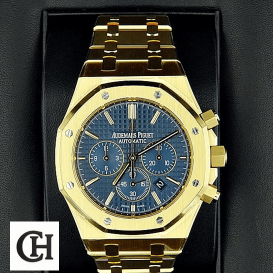 Audemars Piguet Royal Oak 26320BA.OO.1220BA.02 Premium audemars piguet royal oak chronograph 26320BA Audemars Piguet Blue Dial Gold in the black box
