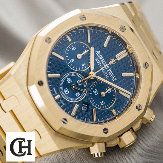 Audemars Piguet Royal Oak 26320BA.OO.1220BA.02 Premium audemars piguet royal oak chronograph 26320BA gold Audemars Piguet Gold Case Blue Dial crown / push button