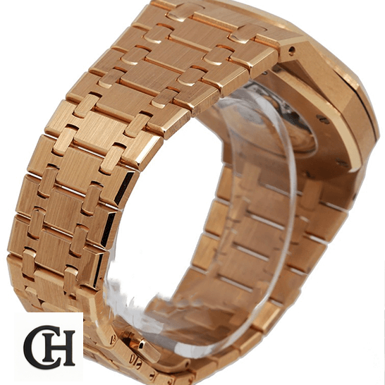 Audemars Piguet Royal Oak 15400OR.OO.1220OR.03 Edition Audemars Piguet Royal Oak Gold Bracelet upside view white background