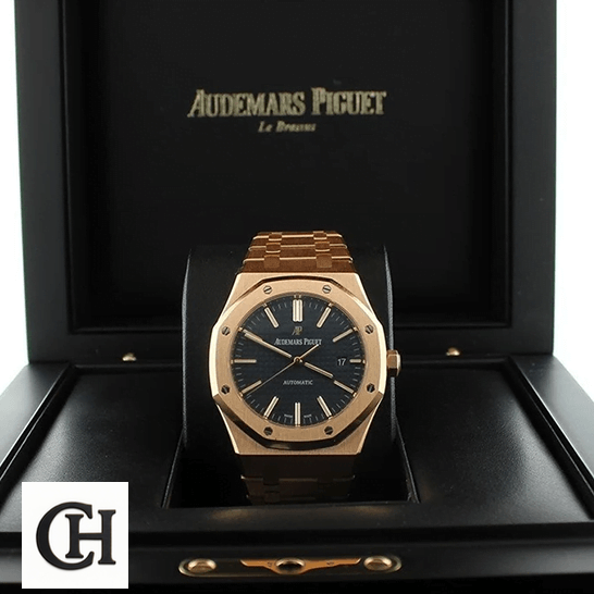 Audemars Piguet Royal Oak 15400OR.OO.1220OR.03 Edition Audemars Piguet Royal Oak 15400OR.OO_.1220OR.03 Pink Gold Blue Dial in the box