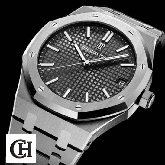 Audemars Piguet 15400ST.OO_.1220ST.04 Royal Oak Gray black background