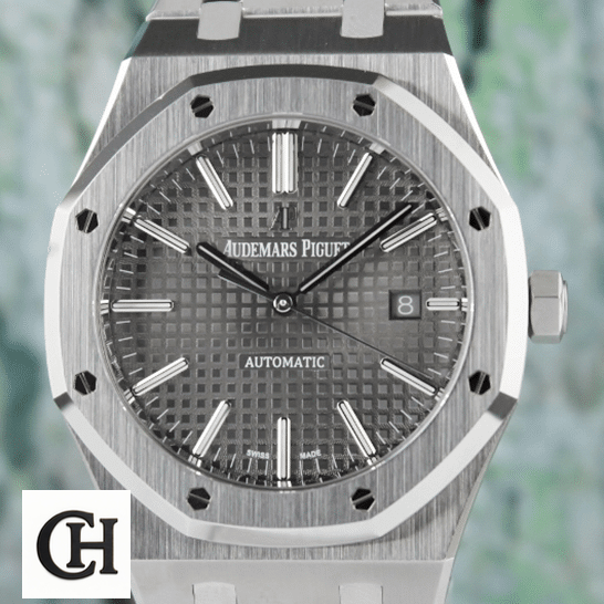 Audemars Piguet 15400ST.OO_.1220ST.04 Royal Oak Grey Dial white background