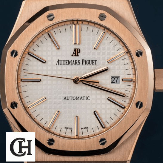 Audemars Piguet Royak Oak White Dial Gold close analog view