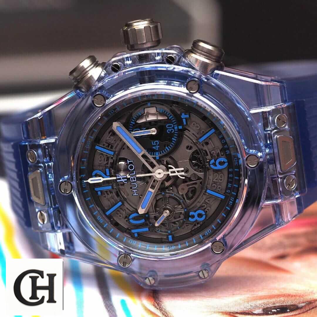 Hublot Big Bang Blue Dial side view crown / push button