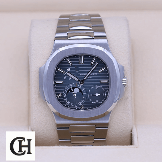 Patek Philippe Nautilus Moon Phase 5712/1A-001 atek philippe nautilus steel blue dial moon phase 57121A 001 Patek Philippe 57121A-001 Nautilus Steel Blue Dial Moon Phase in the box