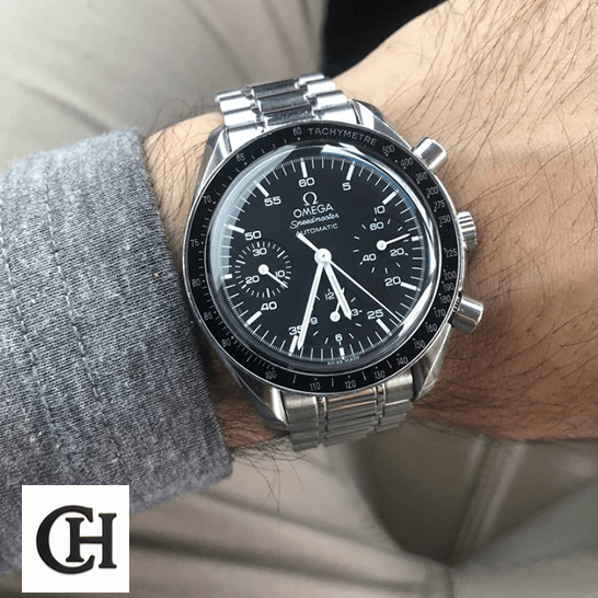 Omega Speedmaster Automatic Black Dial on the man wrist