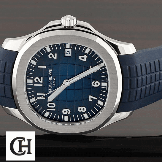 Patek Philippe Aquanaut "Blue Dial" 5168G-001 Perfect Duplicate patek philippe aquanaut blue dial 5168G 001 dial Patek Philippe Blue Dial Bracelet grey background