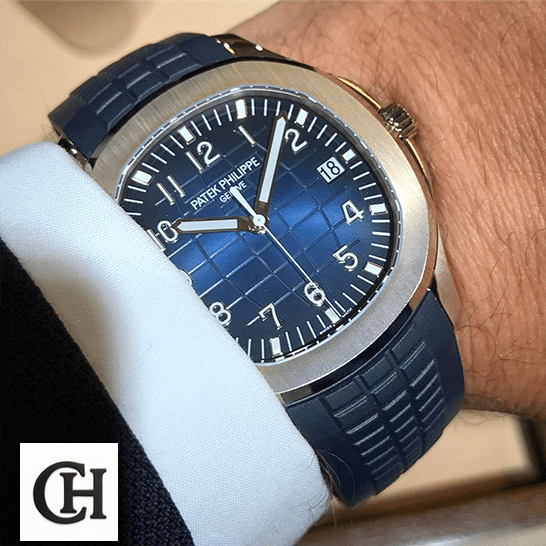 Patek Philippe Aquanaut "Blue Dial" 5168G-001 Perfect Duplicate Patek Philippe Aquanaut Blue Dial 5168G-001 on the man wrist