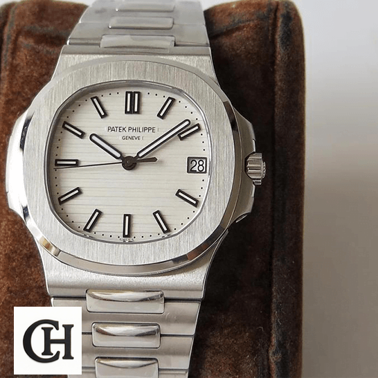 Patek Philippe Geneve Nautilus 57111A-011 White Dial on the stand