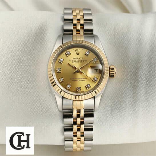 Rolex Datejust 69173 Diamond Dial Rolex Datejust Yellow Gold 69173 white background