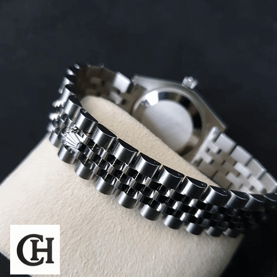 Rolex Datejust 178240 Stainless Steel Jubilee Bracelet on the Rolex logo