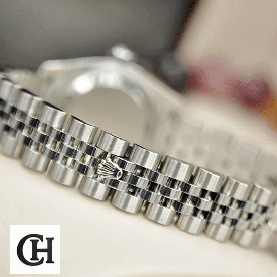 Rolex Datejust 179174 Jubilee Bracelet on the Rolex Logo