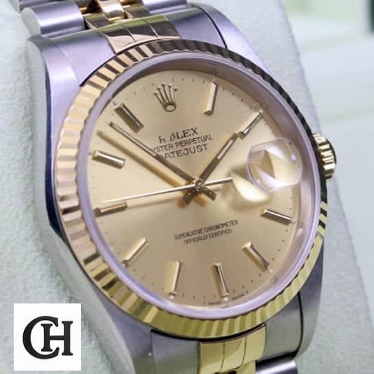 Rolex Datejust 16233 Two-Tone Super Accurate rolex datejust stainless steel replica1 Rolex Datejust 16233 Fluted Bezel Yellow Gold Dial