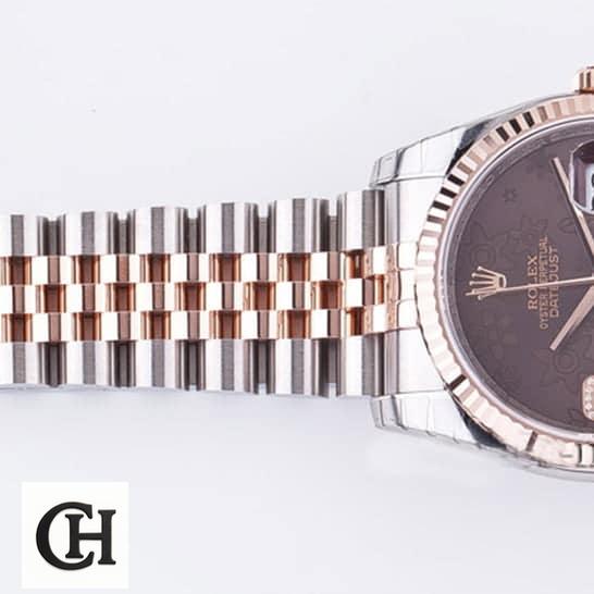 Rolex Datejust 36 116231 Chocolate Floral Dial Two Tone Jubilee Bracelet