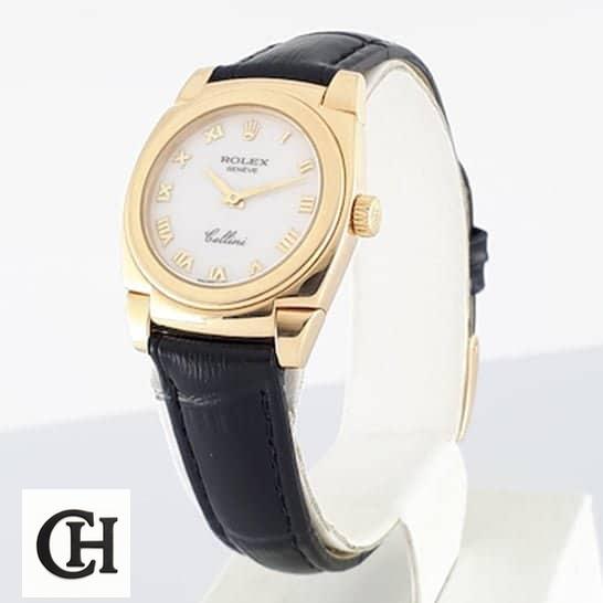 Rolex Cellini Geneve Black Leather Bracelet 5320/8