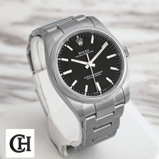 Rolex Air-King 114200 Oyster Perpetual "Black Dial" Signature rolex oyster perpetual 14200 0023 34mm Rolex Oyster Perpetual Black Dial ceramic background