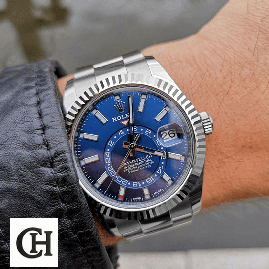 Rolex Sky-Dweller 326934-0003 "Blue Dial" Super Accurate rolex sky dweller 326934 0003 hand Rolex Sky-Dweller Blue Dial Stainless Steel 326934-0003 Oyster on his arm