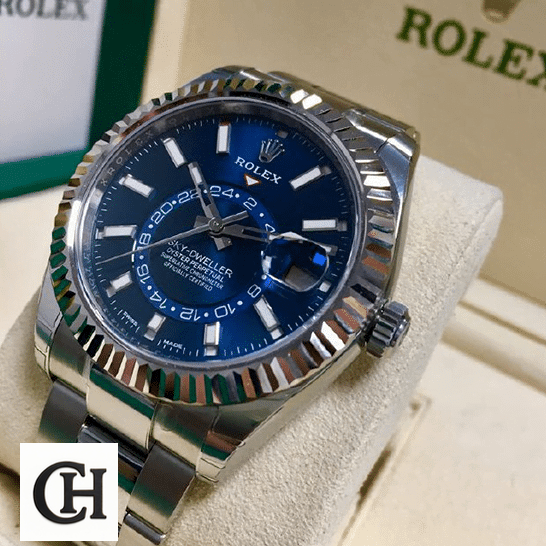 Rolex Sky-Dweller 326934-0003 "Blue Dial" Super Accurate rolex sky dweller 326934 0003 left Rolex Sky-Dweller Blue Dial Stainless Steel 326934-0003 in the Rolex Box