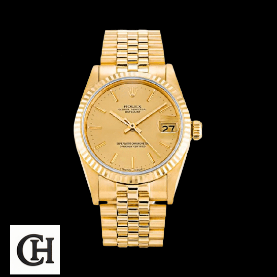 Rolex Datejust 6824 Yellow Gold Dial Black Background