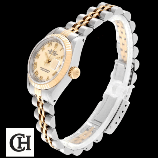 Rolex Datejust 69173 Edition Rolex Fatejust İvory Roman White Dial black background