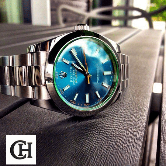 Rolex Milgauss Blue Dial 116400GV-0002 Edition Rolex Milgauss 116400GV-0002 Oyster Bracelet on the table