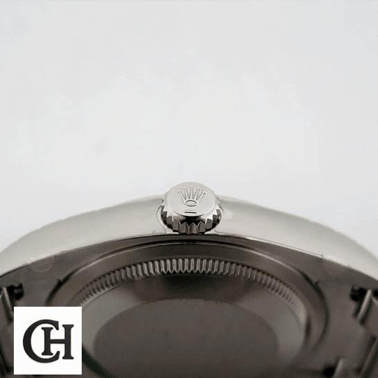 Rolex Datejust 116200 Collector’s Rolex Perpetual Datejust 116200 S.Steel Case Right Side Steel Crown Pusher