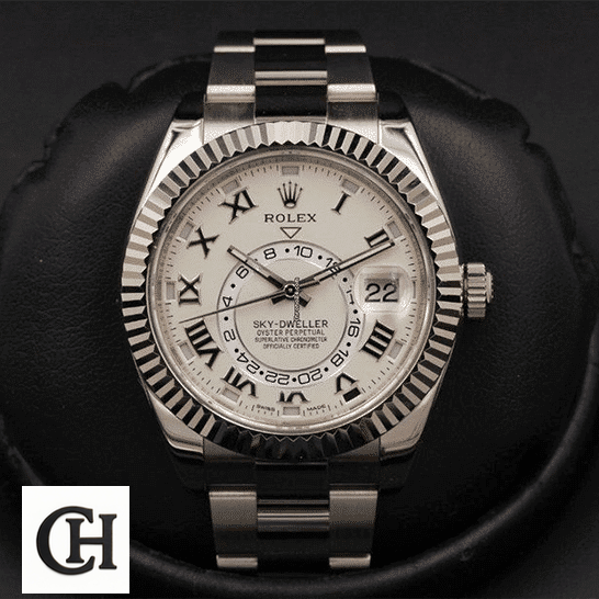 Rolex Sky-Dweller 326939 Rolex Sky-Dweller 326939 Steel Fluted Bezel Oyster Black Background