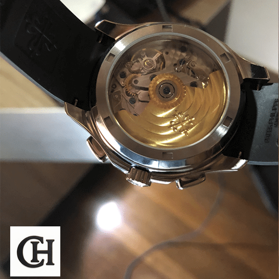 Patek Philippe Aquanaut Chronograph 5968A-001 Perfect Edition patek philippe aquanaut Patek Philippe Aquanaut 5968A001 Steel Mechanism upside view