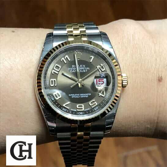 Rolex Datejust 116233-0209 Rolex Datejust 116233 Grey Dial on the wrist