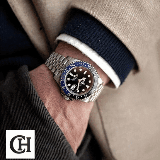 Rolex GMT-Master II 116710BLNR "Batman" Mirror rolex gmt master II ceramic black Rolex GMT-Master II Ceramic Black & Blue Bezel Batman 116710BLNR Jubilee on his arm