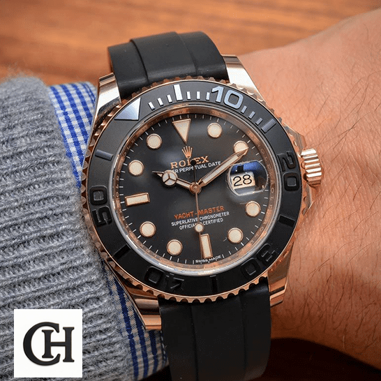Rolex Yacht-Master 116655 Supreme Rolex Yacht Rolex Yacht Master II Black Rubber & Black Dial on the wrist