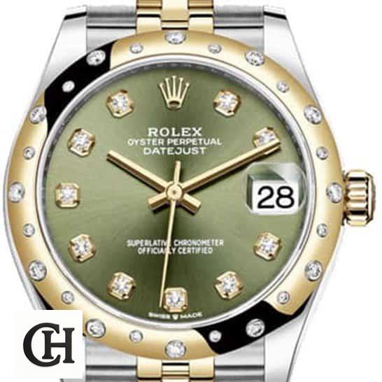 Rolex Datejust 278273 Ultra Fine asdx 2 Rolex Datejust 278273 Yellow Gold Olive Green Set With Diamonds Dial