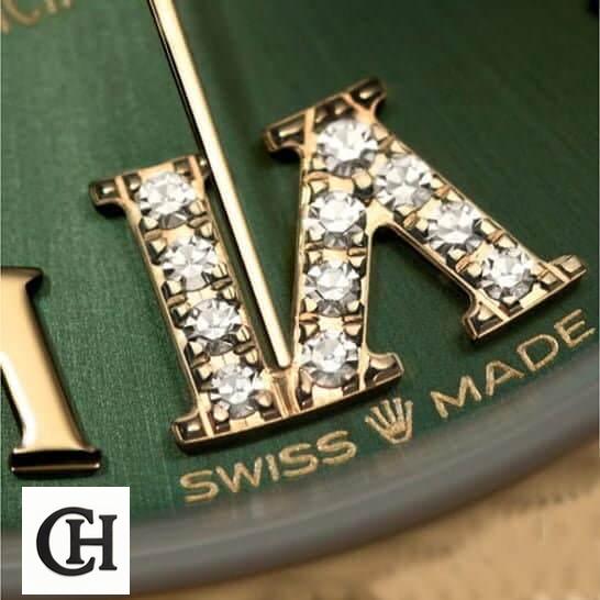 Rolex Datejust 278243-0016 Yellow Gold & six diamond Green Dial