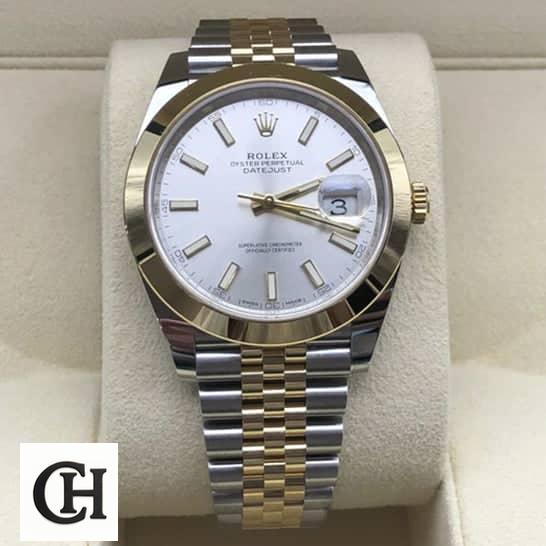 Rolex Datejust 126303-0002 Yellow Gold Super Accurate rolex datejust 41 gold unitedluxury Rolex Datejust 41 126303-0002 Yellow Gold Bezel Two Tone Bracelet in box