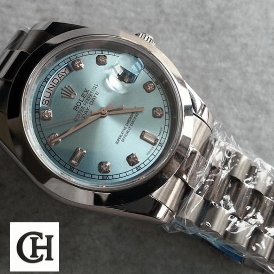 Rolex Day-Date 118206 Rolex Day-Date II 218206-0009 Ice Blue Dial Stainlees Steel Bezel
