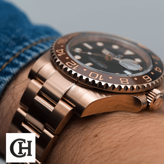 Rolex GMT-Master II 126715CHNR Perfect rolex gmt master 126715CHNR 0001 hand Rolex GMT-Master II 126715CHNR-0001 Stainless Steel Rose Gold Case on his arm