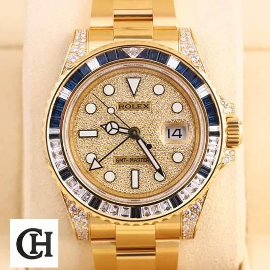 Rolex GMT-Master 116758SA Edition rolex gold diamond watch replica5 Rolex GMT-Master 116758SA yellow gold dial with stick and dot indices