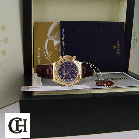Rolex Cosmograph Daytona 116518 rolex daytona cosmograph 116518 yellow gold blue dial Rolex Daytona Blue Dial 116518 in the Rolex box