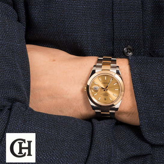 Rolex Datejust 126303 Two-Tone Premium Rolex Datejust 126303 Steel Gold on the man wrist