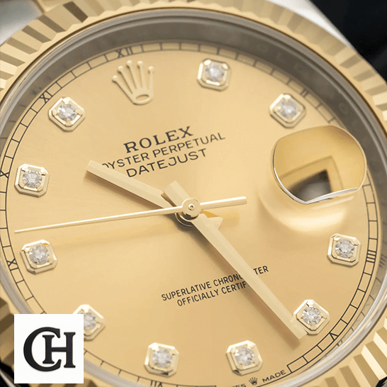 Rolex Datejust 126333 Yellow Gold Diamond Dial close view