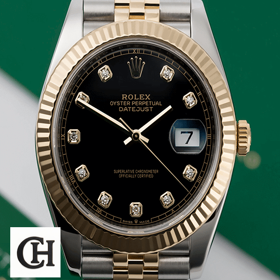 Rolex Datejust 12633BKDJ Rolex Datejust 12633BKDJ Yellow Gold Fluted Bezel Black Dial