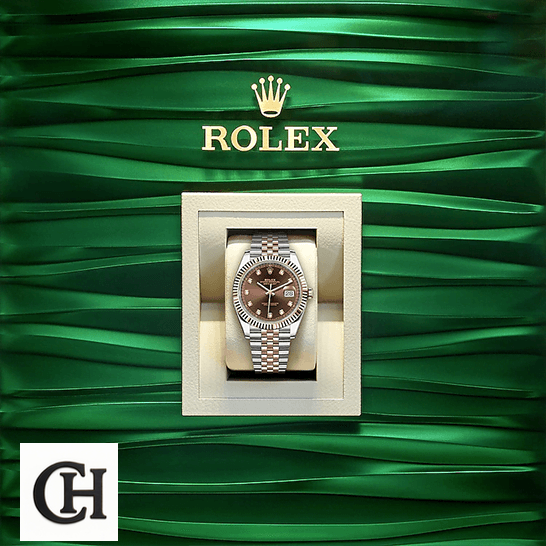 Rolex Datejust 126331-0004 "Chocolate" Precision Rolex 126331 Chocolate Diamond Dial green background