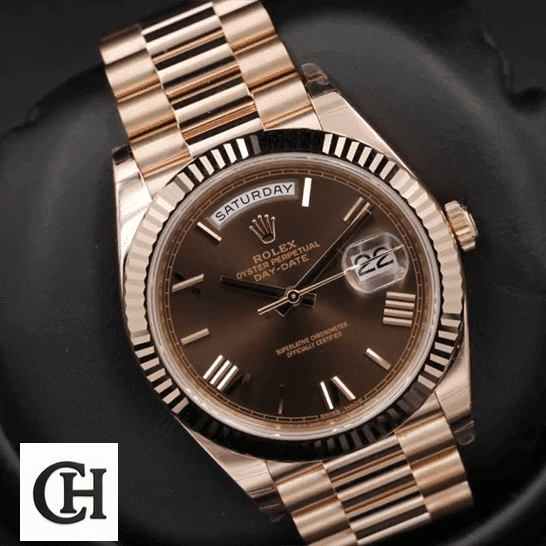 Rolex Day-Date 118139 Rolex Day-Date 40 228235-0002 AR Stainless Steel With Rose Gold Chocolate Roman Dial