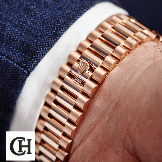 Rolex Day-Date 228235-0016 Rolex Rhodium gold jubilee rolex logo and on the wrist