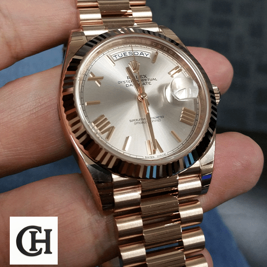 Rolex Day-Date 228235-0016 Rolex Day-Date 228235 AR Stainless Steel With Rose Gold Wrapped Rhodium Dial