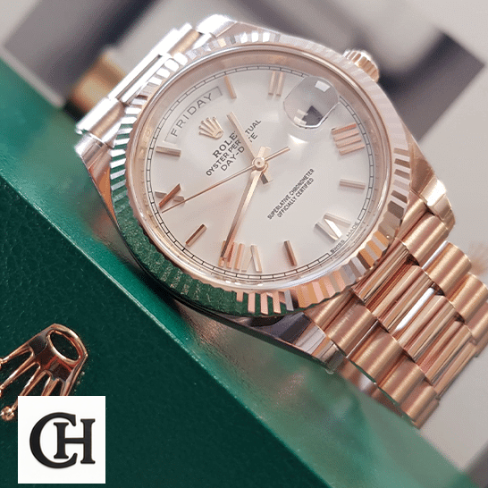 Rolex Day-Date 228235 White Dial Romen Numerial on the Rolex Box