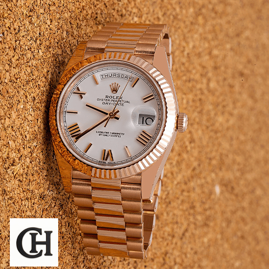 Rolex Day-Date 228235 Roman White Dial horizontal view