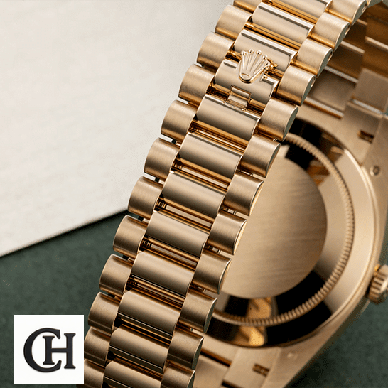 Rolex Day-Date 228238-0004 Rolex Day-Date 228238 Yellow Gold Oyster Bracelet on the Rolex Logo