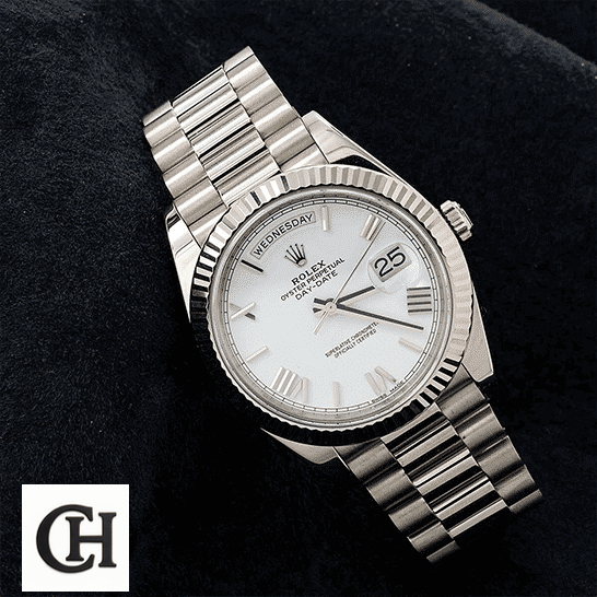 Rolex Day-Date 228235 Rolex Day-Date 228239 Stainless Steel white dial black backround