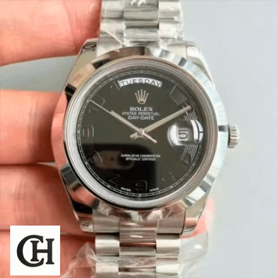 Rolex Day Date II 218206 Stainless Steel Black Dial